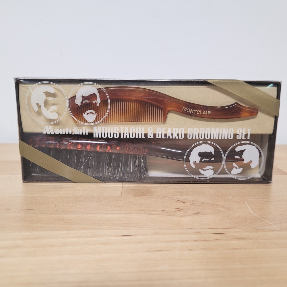 Montclair Moustache & Beard Grooming Set Mens OS Brown Faux Tortoise Vintage